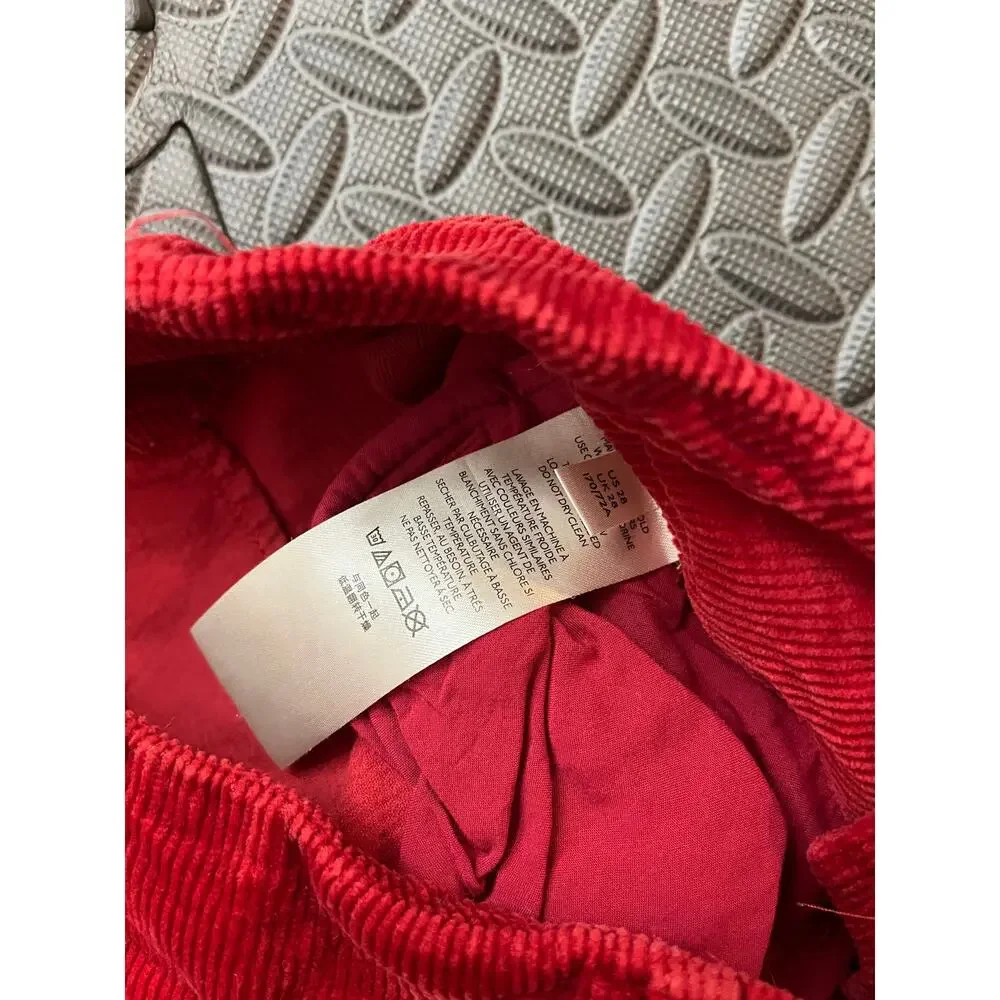 Anthropologie Maeve COLETTE Wide-Leg Pants Corduroy RED Womens Size‎ 28 - Picture 3 of 6